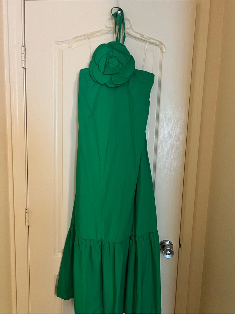 Green Flower Halter Maxi Dress